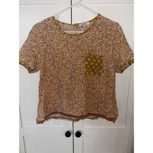 Madewell Floral Print Short Sleeve Pocket Buttons Women's Small